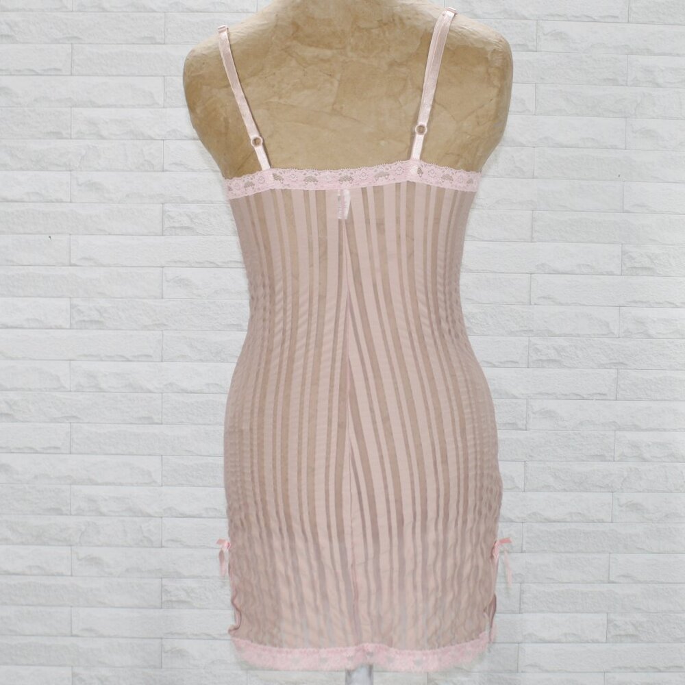 RAMPAGE Chemise Slip Bodycon Stretch Form Fitted Sheer Lace Nude Pink Medium - Picture 3 of 16